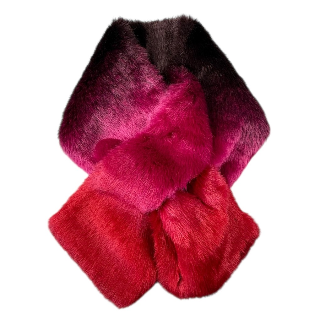Jocelyn Womens Faux Fur Scarf OS Pull‎ Through Red Multicolor Style: JAF21067